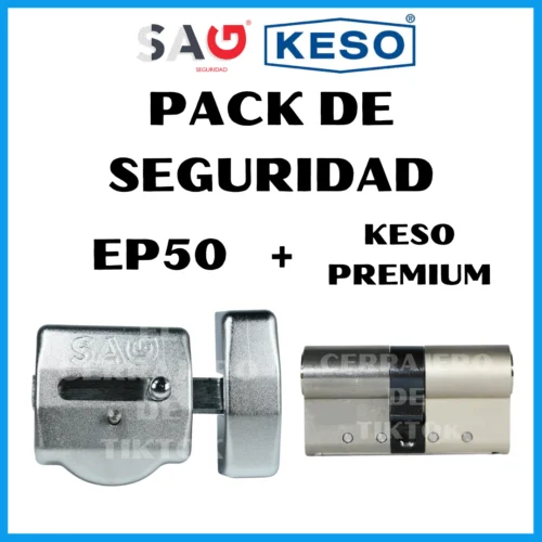 PACK de Seguridad Cerrojo EP50 de SAG más Bombín de seguridad KESO 8000 Omega 2 PREMIUM